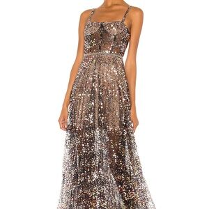 Bronx and Banco - Midnight Noir Gown in Gold & Black